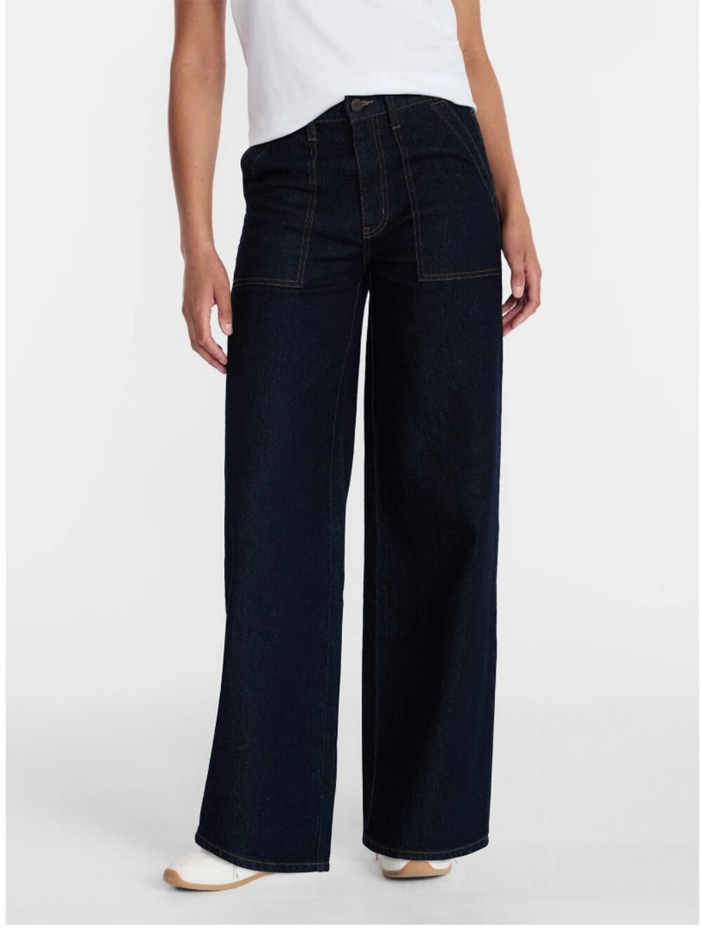 Wide Leg Utility Trousers Womens Size 14 Dark Wash High Rise New NWT - Picture 2 of 11